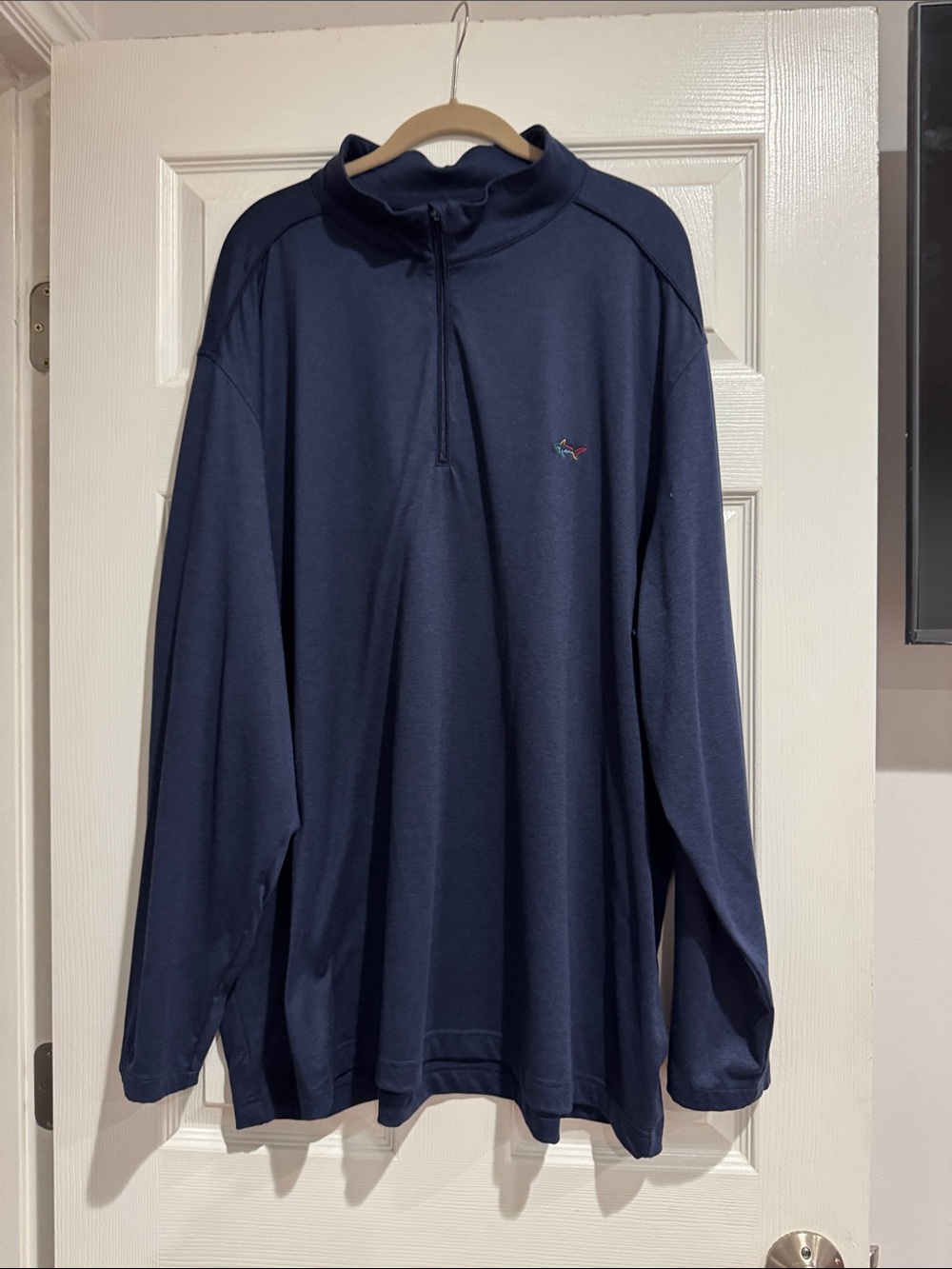 Greg Norman Collection Navy Half-Zip Pullover with Embroidered Fish